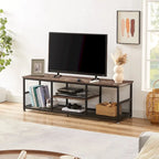 Javlergo TV Stand Industrial Entertainment Center Media Console Table with Storage and Mesh Shelf for Living Room/Bedroom, Brown