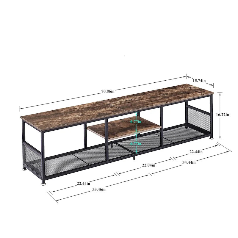 Javlergo TV Stand Industrial Entertainment Center Media Console Table with Storage and Mesh Shelf for Living Room/Bedroom, Brown