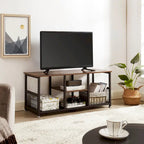 Javlergo TV Stand Industrial Entertainment Center Media Console Table with Storage and Mesh Shelf for Living Room/Bedroom, Brown