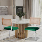 Velvet Upholstered Rattan Dining Chairs Set of 2/4