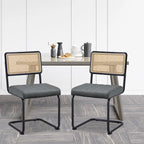 Velvet Upholstered Rattan Dining Chairs Set of 2/4