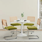 Velvet Upholstered Rattan Dining Chairs Set of 2/4