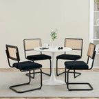 Velvet Upholstered Rattan Dining Chairs Set of 2/4