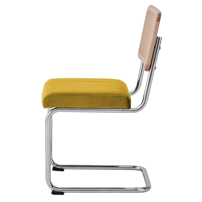 Velvet Upholstered Rattan Dining Chairs Set of 2/4