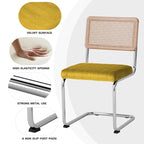 Velvet Upholstered Rattan Dining Chairs Set of 2/4