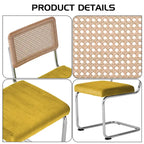 Velvet Upholstered Rattan Dining Chairs Set of 2/4