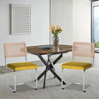 Velvet Upholstered Rattan Dining Chairs Set of 2/4