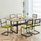 Velvet Upholstered Rattan Dining Chairs Set of 2/4