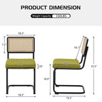 Velvet Upholstered Rattan Dining Chairs Set of 2/4