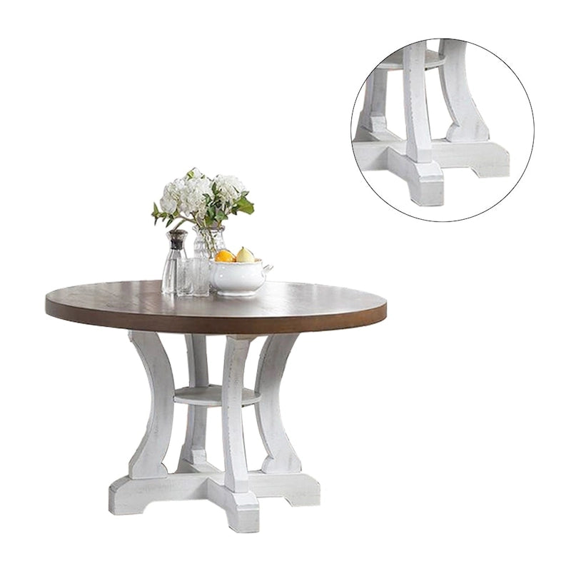Rustic Round Pedestal Dining Table