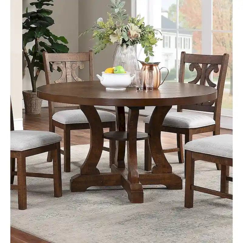 Rustic Round Pedestal Dining Table