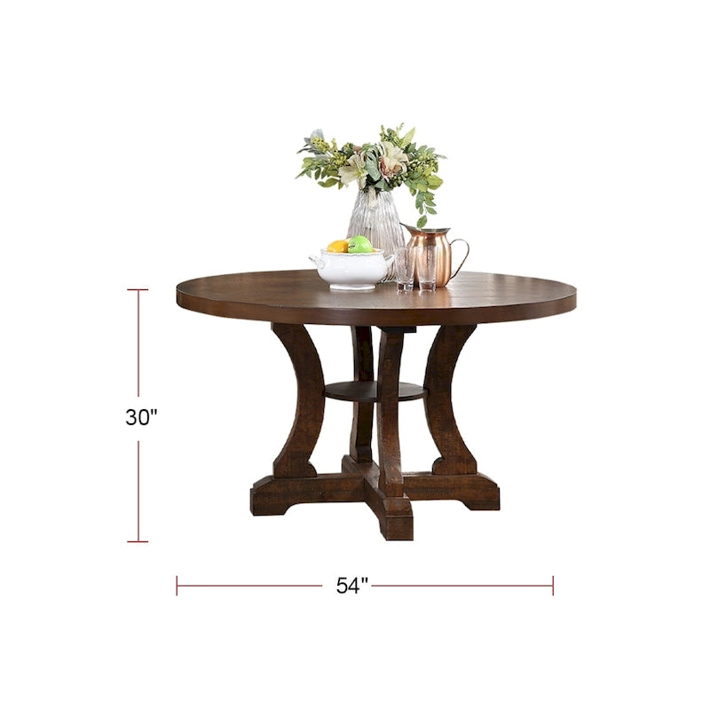 Rustic Round Pedestal Dining Table