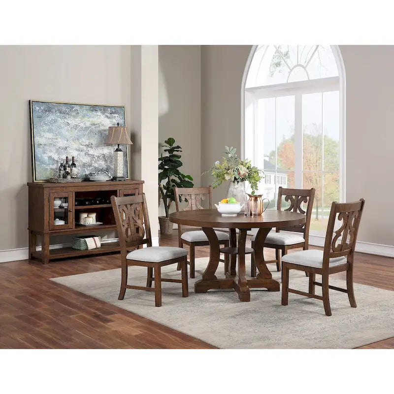 Rustic Round Pedestal Dining Table