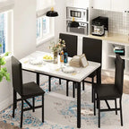 Mieres 5 Pieces Faux Marble Dining Table Set with 4 Upholstered PU Leather Chairs