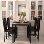 Mieres 5 Pieces Faux Marble Dining Table Set with 4 Upholstered PU Leather Chairs