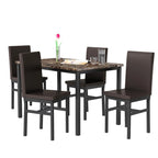 Mieres 5 Pieces Faux Marble Dining Table Set with 4 Upholstered PU Leather Chairs