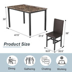 Mieres 5 Pieces Faux Marble Dining Table Set with 4 Upholstered PU Leather Chairs