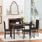 Mieres 5 Pieces Faux Marble Dining Table Set with 4 Upholstered PU Leather Chairs