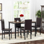Mieres 5 Pieces Faux Marble Dining Table Set with 4 Upholstered PU Leather Chairs