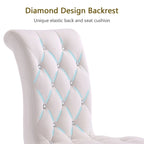 Velvet Upholstered Chairs with Crystal Decor Button Tufted back and Mirror metal Cabriole Legs