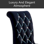 Velvet Upholstered Chairs with Crystal Decor Button Tufted back and Mirror metal Cabriole Legs