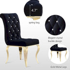Velvet Upholstered Chairs with Crystal Decor Button Tufted back and Mirror metal Cabriole Legs