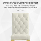 Velvet Upholstered Chairs with Crystal Decor Button Tufted back and Mirror metal Cabriole Legs