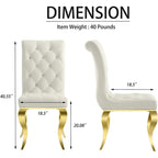 Velvet Upholstered Chairs with Crystal Decor Button Tufted back and Mirror metal Cabriole Legs