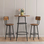 3-Piece Bar Table Set, Round Bar Table with 2 Stools and Storage Shelf- 23.6x36.2 inch