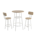 3-Piece Bar Table Set, Round Bar Table with 2 Stools and Storage Shelf- 23.6x36.2 inch