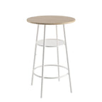 3-Piece Bar Table Set, Round Bar Table with 2 Stools and Storage Shelf- 23.6x36.2 inch