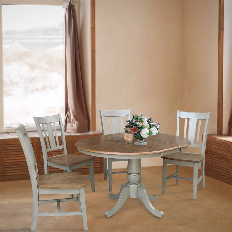 36 Round Extension Dining Table With 4 San Remo Chairs