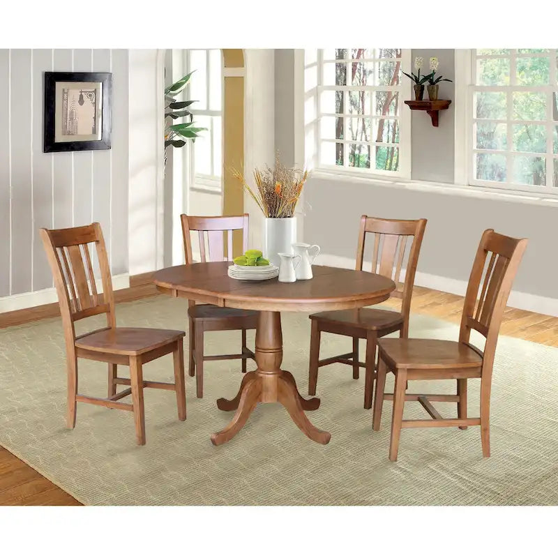 36 Round Extension Dining Table With 4 San Remo Chairs