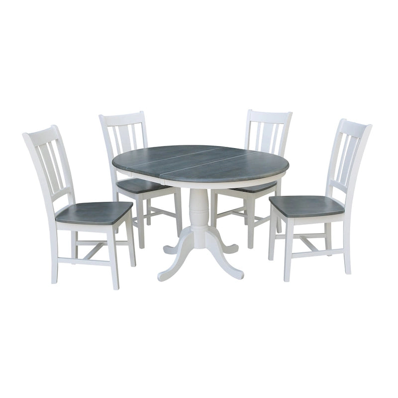 36 Round Extension Dining Table With 4 San Remo Chairs
