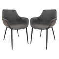 LeisureMod Dining Arm Chair With Metal Legs Set of 2 - Olive Green - 24.5Dx25.2Wx33H