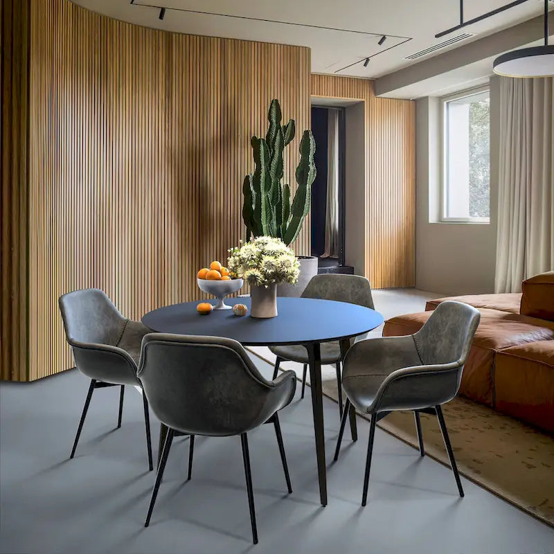 LeisureMod Dining Arm Chair With Metal Legs Set of 2 - Olive Green - 24.5Dx25.2Wx33H