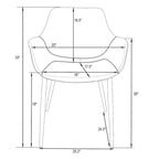 LeisureMod Dining Arm Chair With Metal Legs Set of 2 - Olive Green - 24.5Dx25.2Wx33H