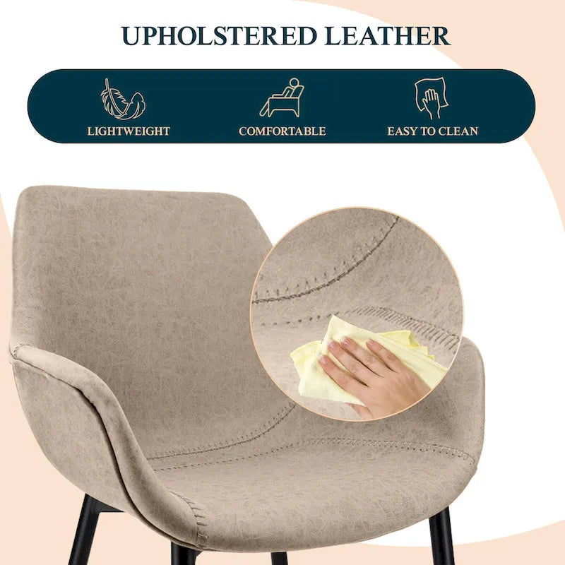 LeisureMod Dining Arm Chair With Metal Legs Set of 2 - Olive Green - 24.5Dx25.2Wx33H