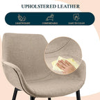 LeisureMod Dining Arm Chair With Metal Legs Set of 2 - Olive Green - 24.5Dx25.2Wx33H