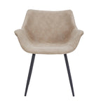 LeisureMod Dining Arm Chair With Metal Legs Set of 2 - Olive Green - 24.5Dx25.2Wx33H