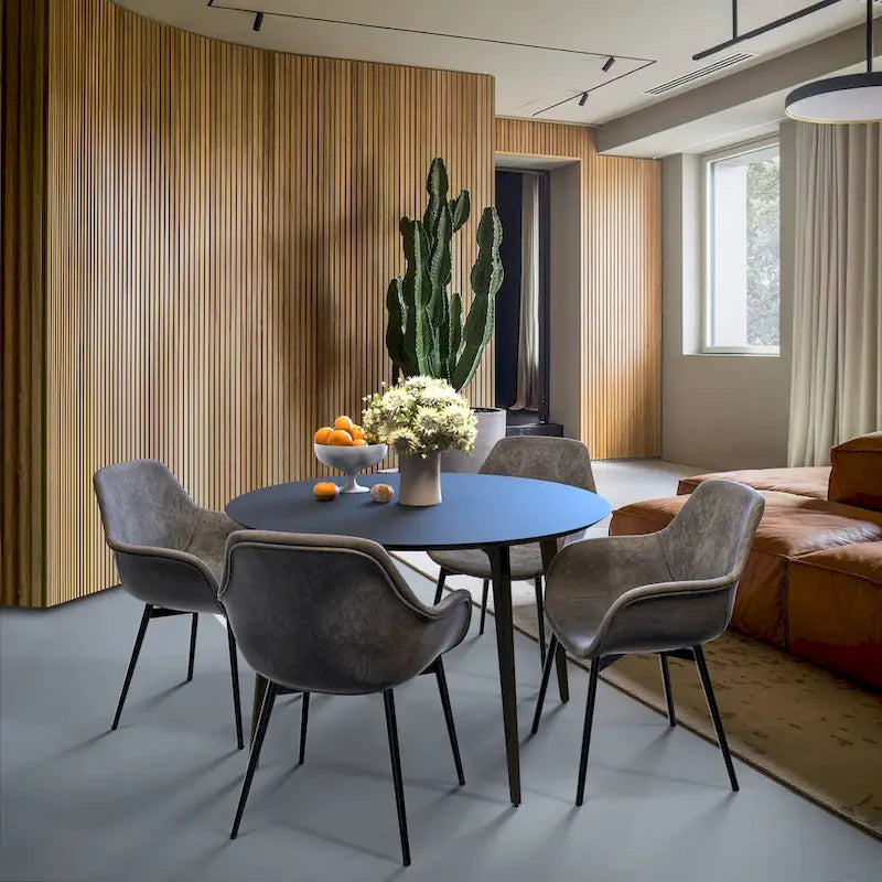 LeisureMod Dining Arm Chair With Metal Legs Set of 2 - Olive Green - 24.5Dx25.2Wx33H