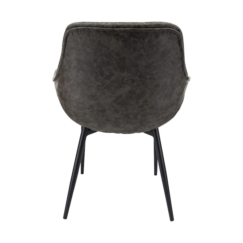 LeisureMod Dining Arm Chair With Metal Legs Set of 2 - Olive Green - 24.5Dx25.2Wx33H