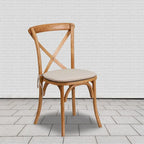 2 Pk. Stackable Wood Cross Back Chair with Cushion