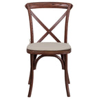 2 Pk. Stackable Wood Cross Back Chair with Cushion