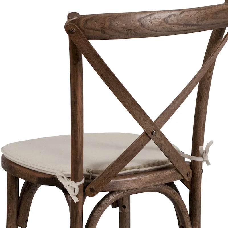 2 Pk. Stackable Wood Cross Back Chair with Cushion