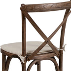 2 Pk. Stackable Wood Cross Back Chair with Cushion