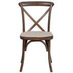2 Pk. Stackable Wood Cross Back Chair with Cushion