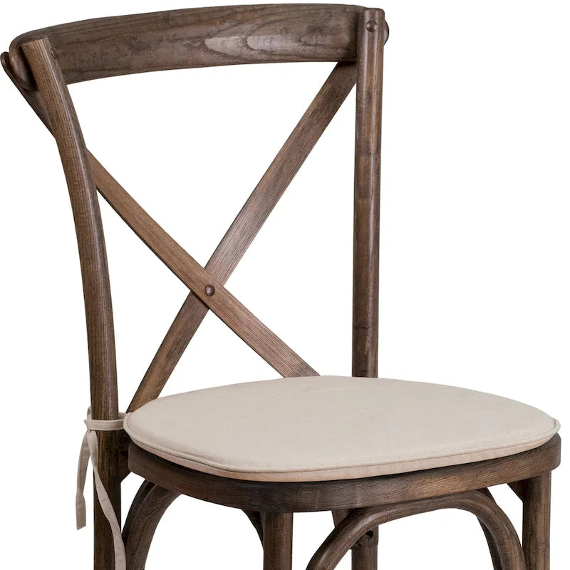 2 Pk. Stackable Wood Cross Back Chair with Cushion