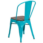Metal Stackable Chair with Wood Seat - 17.75W x 20D x 33.5H - 17.75W x 20D x 33.5H
