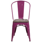 Metal Stackable Chair with Wood Seat - 17.75W x 20D x 33.5H - 17.75W x 20D x 33.5H